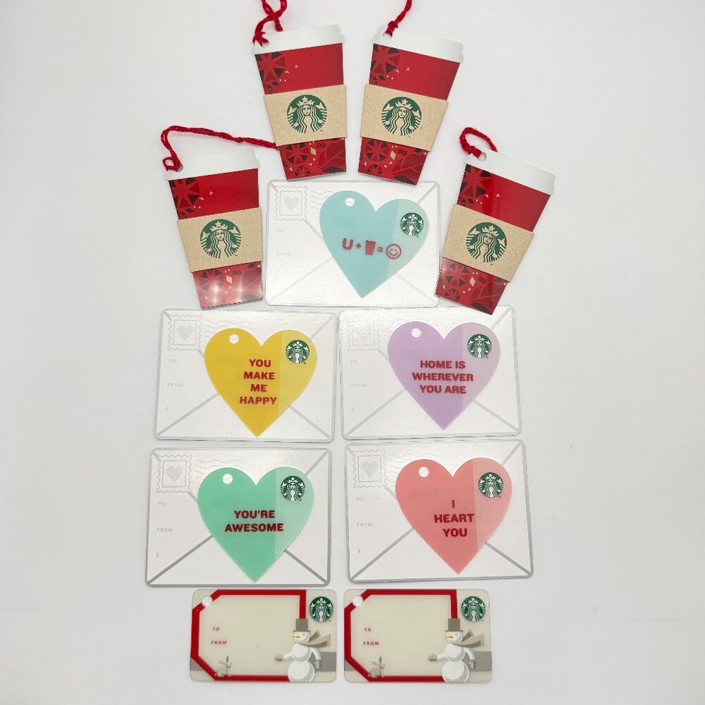 Lot of 11 Starbucks Cards Mini & Die Cut Specialty Holiday Cards – HTF